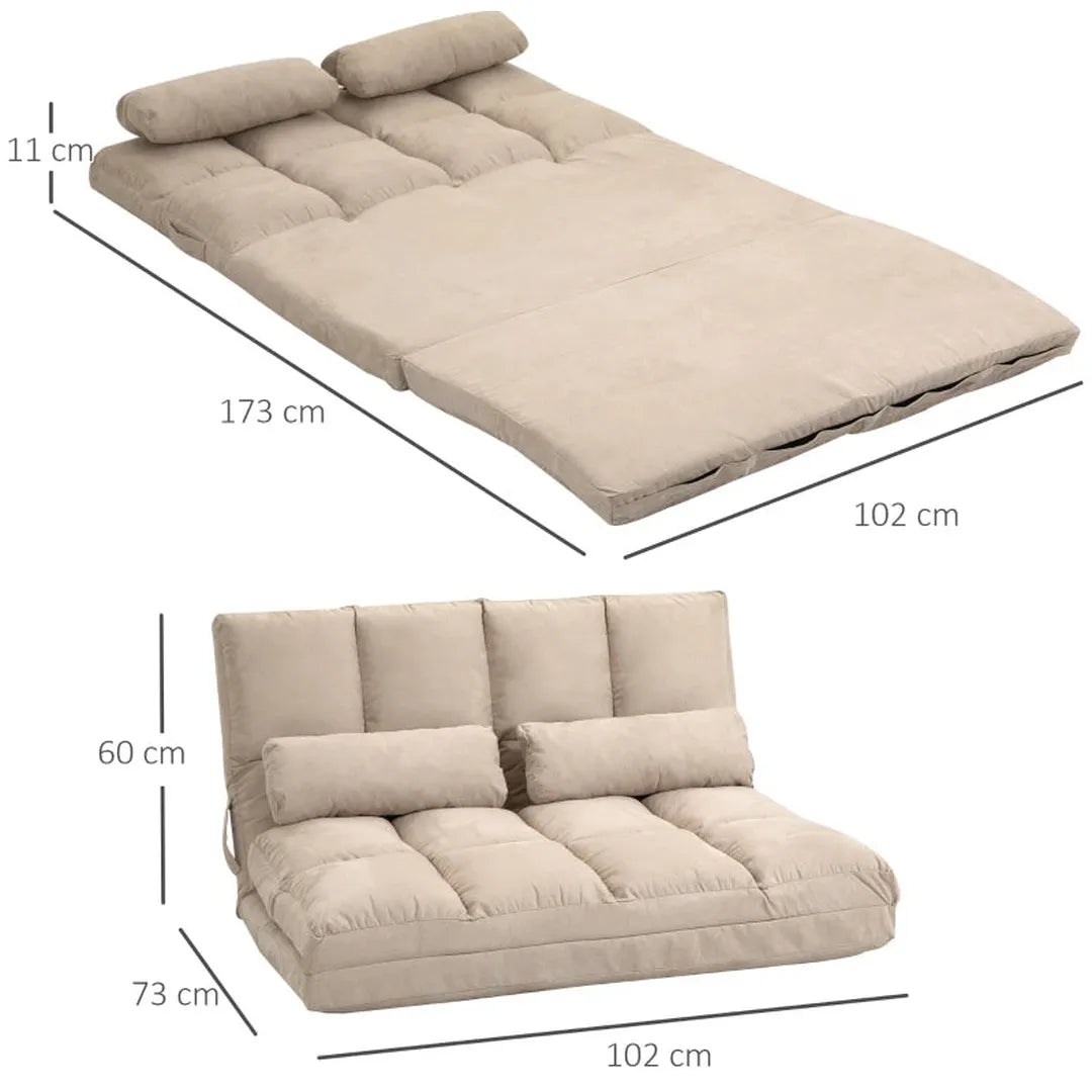 Slaapbank – Opvouwbaar Bodemsofa met Verstelbare Rugleuning – 102 x 73 x 60 cm – Blauw