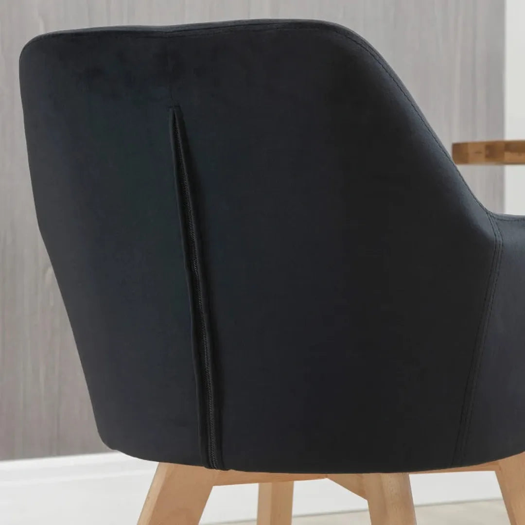 Set van 2 eetkamerstoelen – fluwelen look – houten poten – 54 x 57 x 80 cm