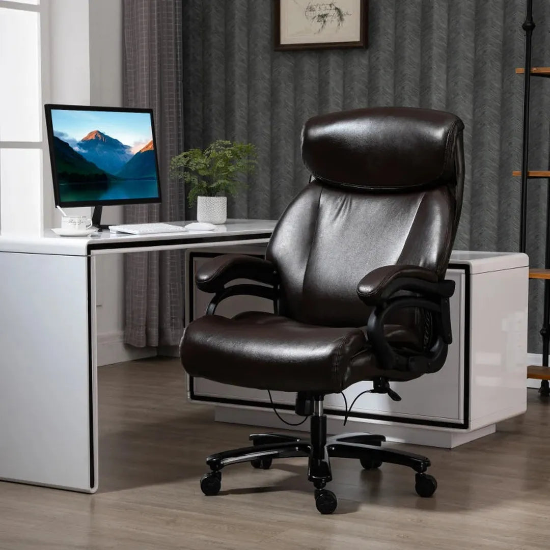 Bureaustoel zwart – Verstelbare draaistoel met voetsteun en hoofdsteun – Massagestoel met 7 massagepunten 68x79x104-112 cm