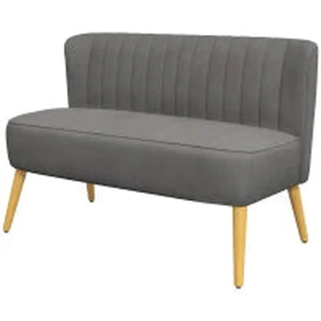 2-zits stoffen bank – gestoffeerd met fluweelachtig polyester – donker groen – houtframe – 117 x 56,5 x 77 cm