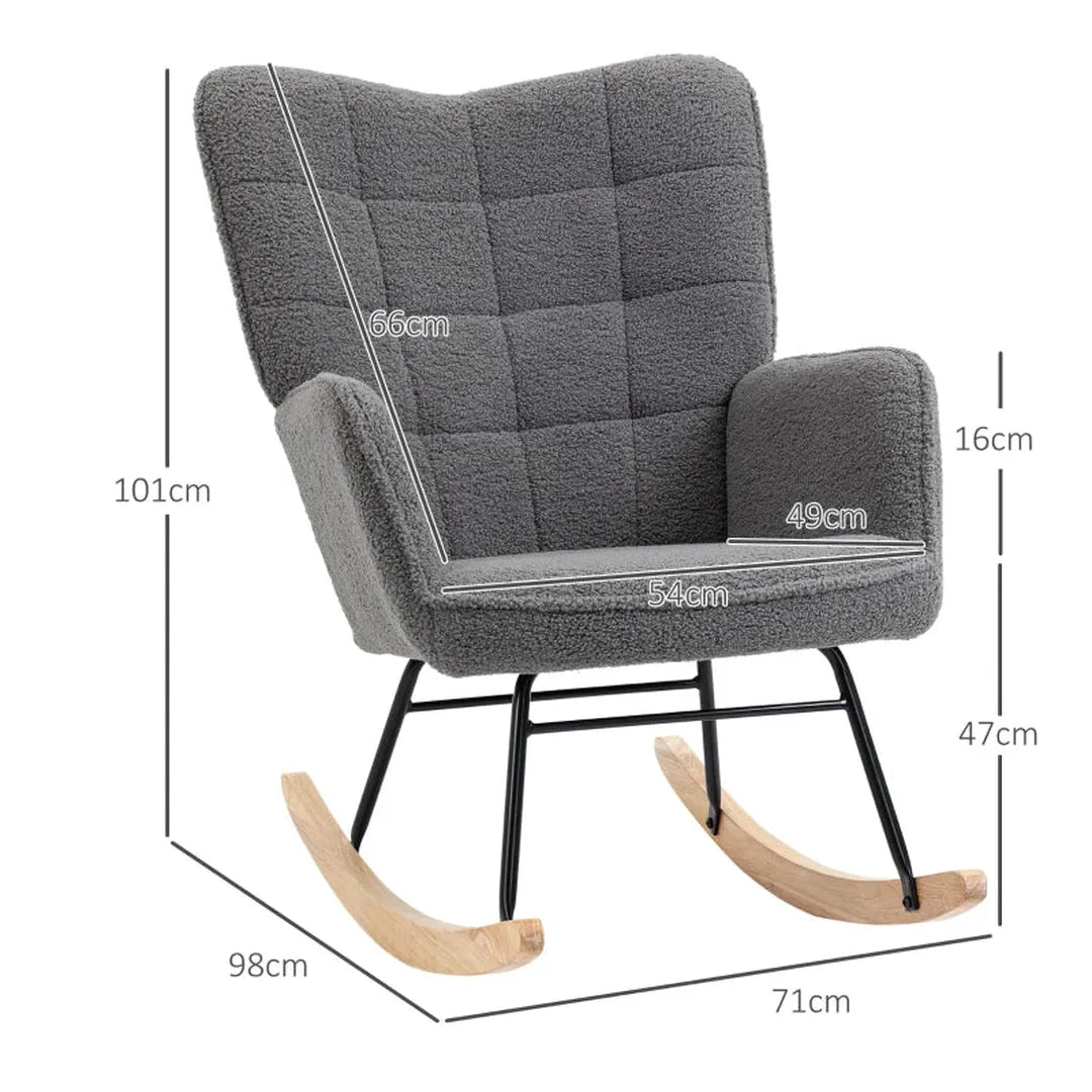 Schommelstoel van massief hout – fauteuil – 98 x 71 x 101 cm – natuurlijk hout