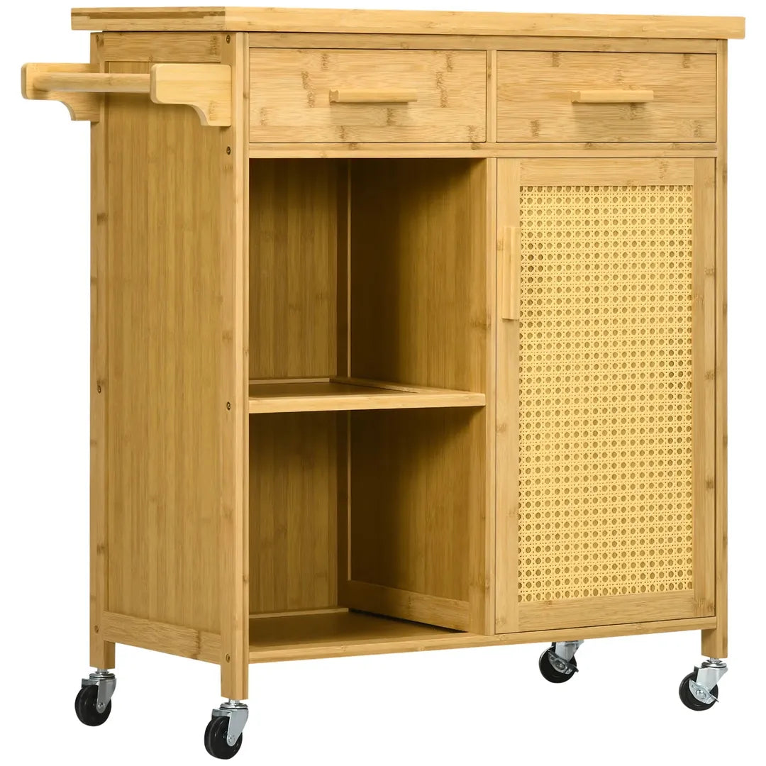 Keukentrolley met 1 Kruidenrek en 1 Handdoekhouder – 109 x 40 x 89 cm, Witte Servierwagen op Wielen