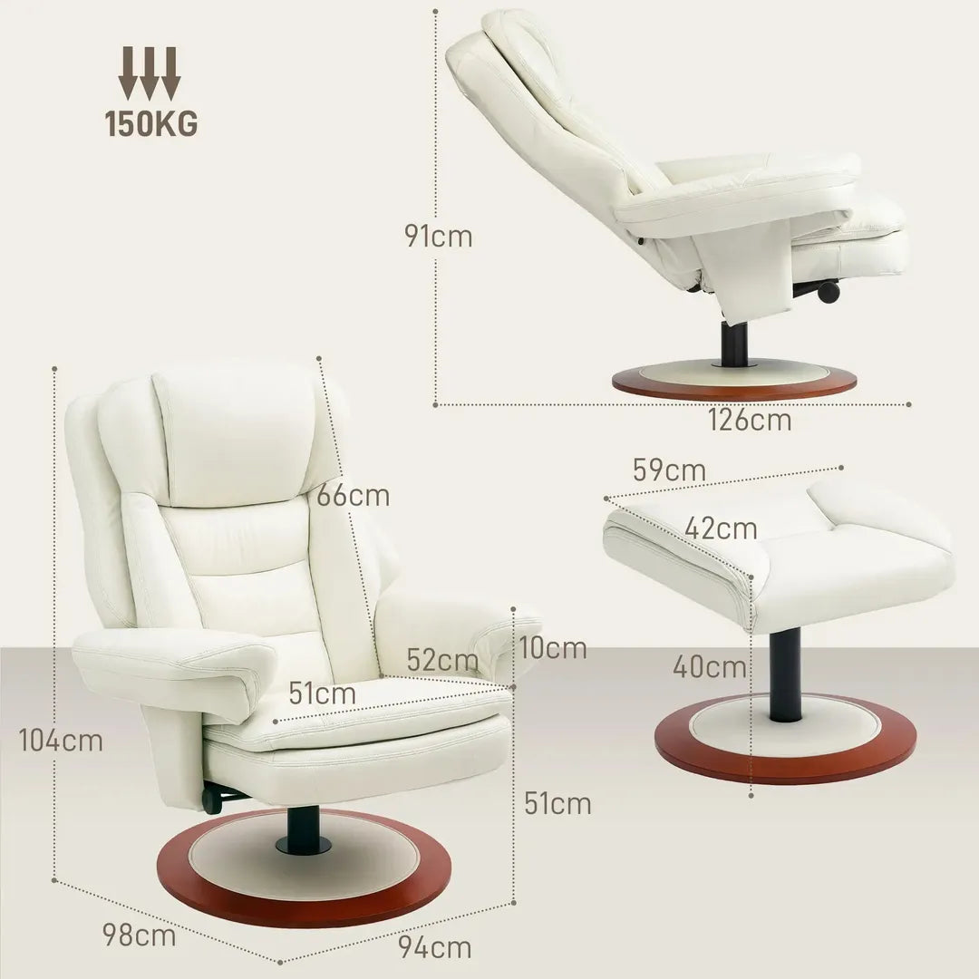 Relaxfauteuil met Ottoman – Draaiend en Verstelbaar Ligbed – Zwart en Bruin Kunstleer