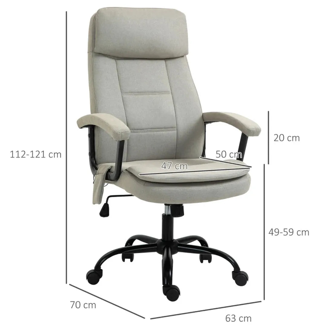 Bureaustoel draaibaar met massagefunctie – Verstelbare werkstoel met armleuningen – Grijs 63x70x112-121 cm