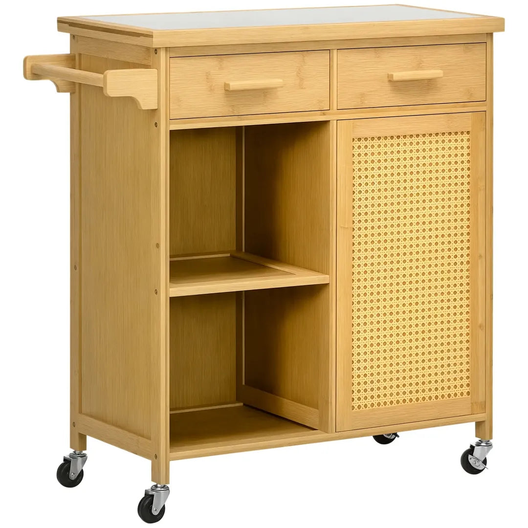Keukentrolley met 1 Kruidenrek en 1 Handdoekhouder – 109 x 40 x 89 cm, Witte Servierwagen op Wielen