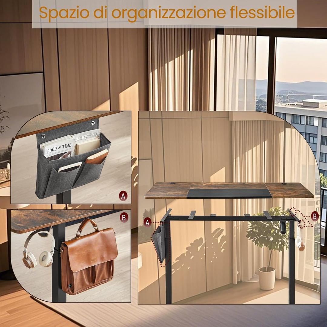 In hoogte verstelbaar elektrisch bureau 70×160 cm – pastelgeel blad met witte basis – stille motor, 72–120 cm, 70 kg draagvermogen