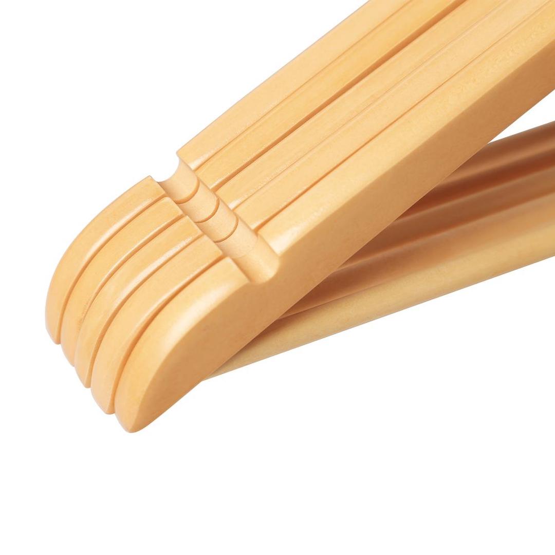 Set Massieve Houten Kledinghangers van Esdoorn – Met Antislip Broeklat, Schouderuitsparingen en Draaibare Haak