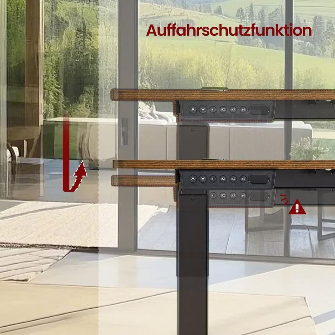 In hoogte verstelbaar elektrisch bureau 70×160 cm – pastelgeel blad met witte basis – stille motor, 72–120 cm, 70 kg draagvermogen