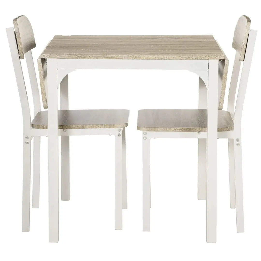 Eettafelset voor 2 Personen – 1 Tafel, 2 Stoelen van Grenenhout – Wit en Grijs