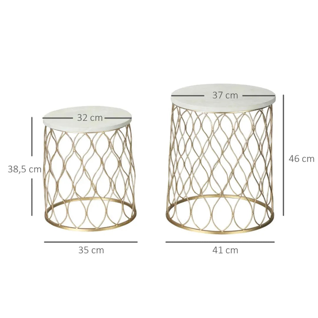 Bijzettafels Set van 2 – Stapelbaar met Opbergruimte – Scandinavisch Design – Zwart