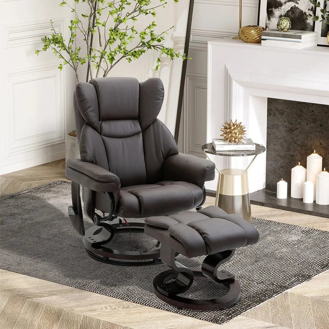 Relaxfauteuil met Ligfunctie – Draaibaar – Kunstleer Zwart – Stalen Frame – Max. 150 kg