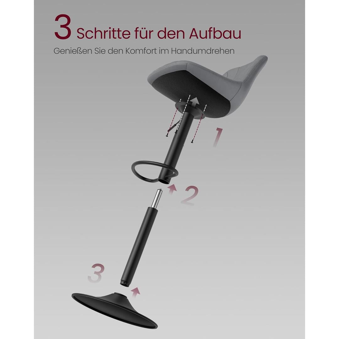Barkrukken set van 2 – fluweel, in hoogte verstelbaar en 360° draaibaar, met rugleuning en voetensteun