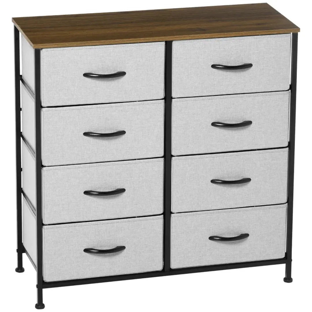Dressoir met 6 lades – Opbergkast met stoffen schuiflades – 80x30x62,5 cm – Bruin, zwart en grijs