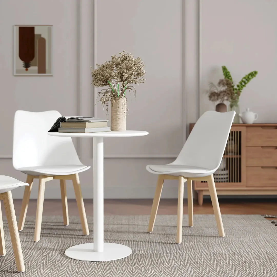 Ronde Eettafel voor 2 Personen – Stalen Frame – Geschikt voor Binnen en Buiten – Wit