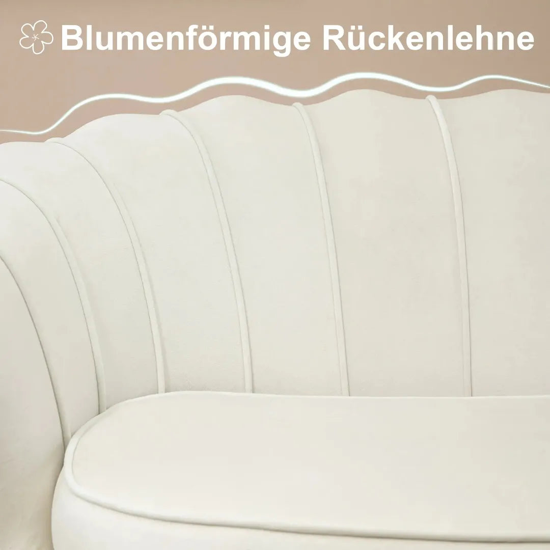 Bank 2-Zits – Stoffen Bekleding in Fluweeloptiek – Crème/Goud – Belastbaar tot 150 kg