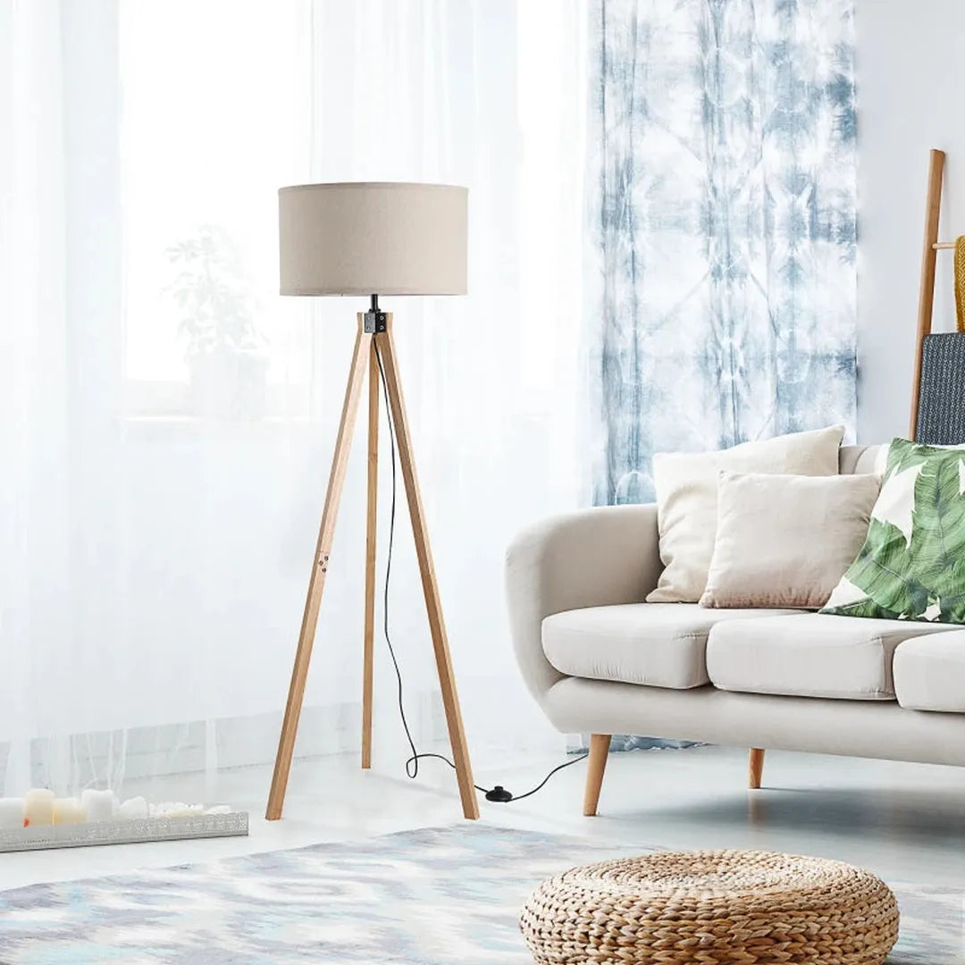 Staande lamp met E27 fitting – staal en polyester