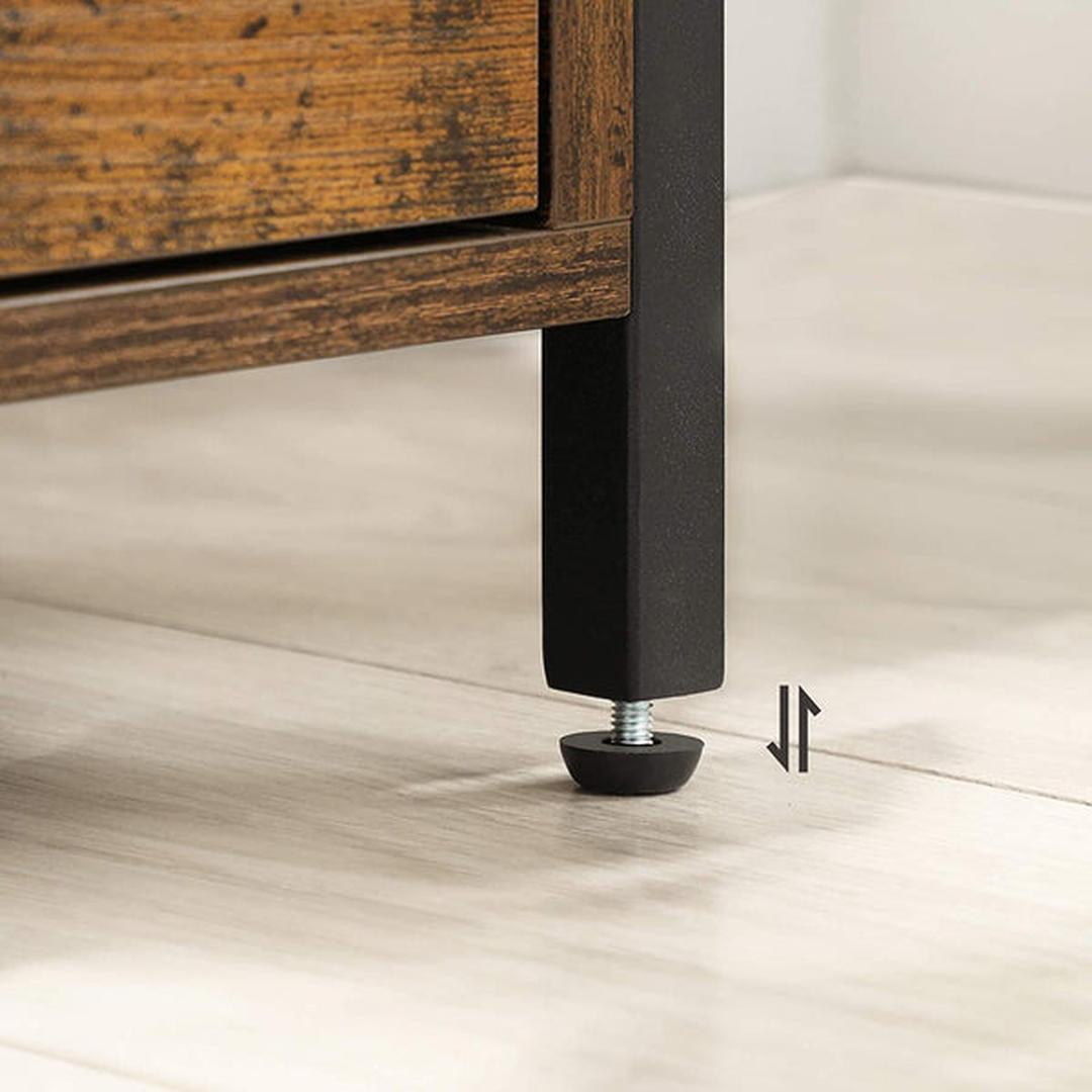 Nachtkastje met 2 Lades en Open Vak – Industriële Bijzettafel in Vintage Bruin/Zwart, 45 × 45 × 60 cm