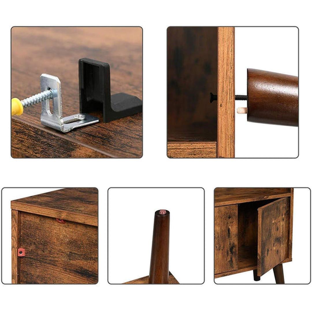 Retro Boekenkast met Opbergvakken – Wandkast in Houtlook voor Boeken en Decoratie, 60 × 30 × 120 cm