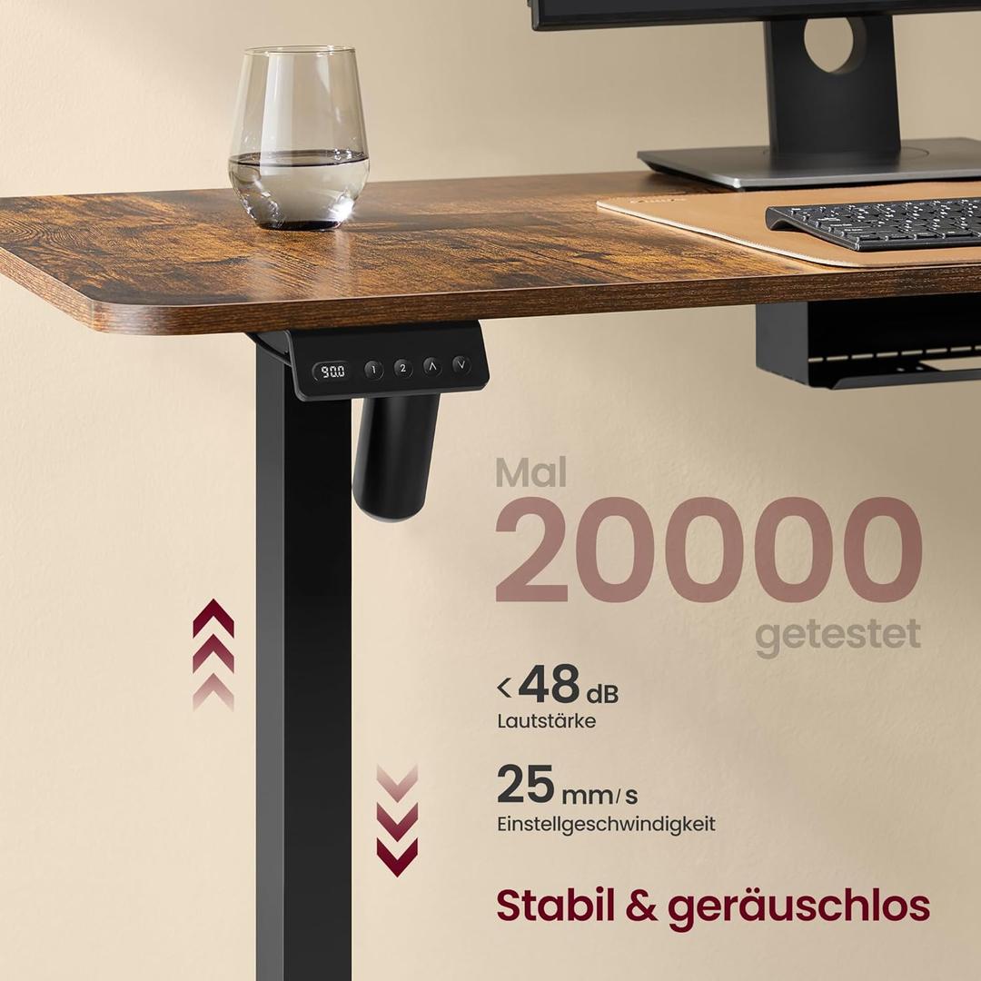 Elektrisch verstelbaar hoekbureau – L-vormig – 140 x 160 cm – met ingebouwd stopcontact en USB – geheugenfunctie – 72-120 cm hoogte verstelbaar
