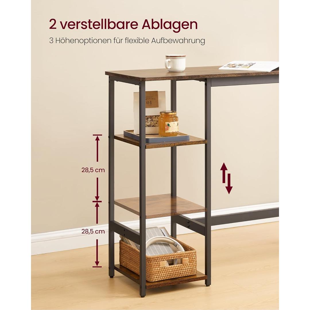 Bartafel met 2 barkrukken – eetset met opbergrek, industrieel design, compact en stevig