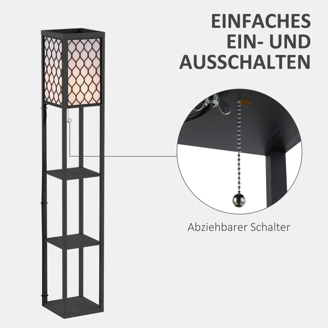 Vloerlamp met plank – staande lamp met E27 fitting – geschikt voor woonkamer en slaapkamer – exclusief lamp