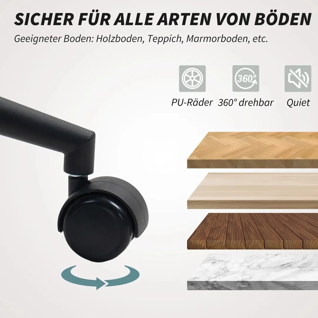 Bureaustoel met stoffen bekleding in sneeuwflanel-look – draaibare make-upstoel met gebogen rugleuning, beige