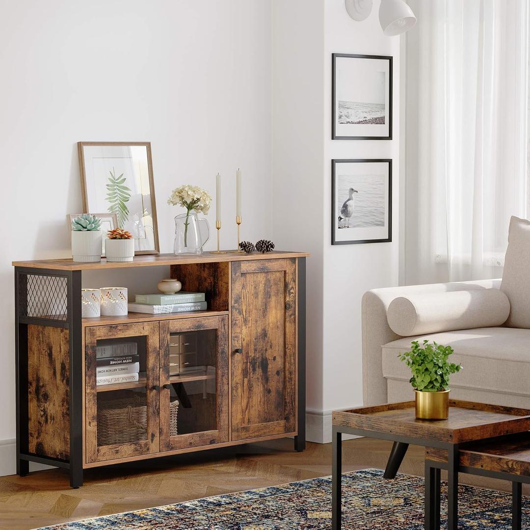 Dressoir met 3 deuren – keukenkast in landelijke stijl, opbergkast voor woon- of eetkamer, 110 cm breed