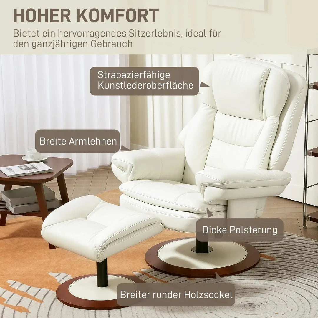 Relaxfauteuil met Ottoman – Draaiend en Verstelbaar Ligbed – Zwart en Bruin Kunstleer