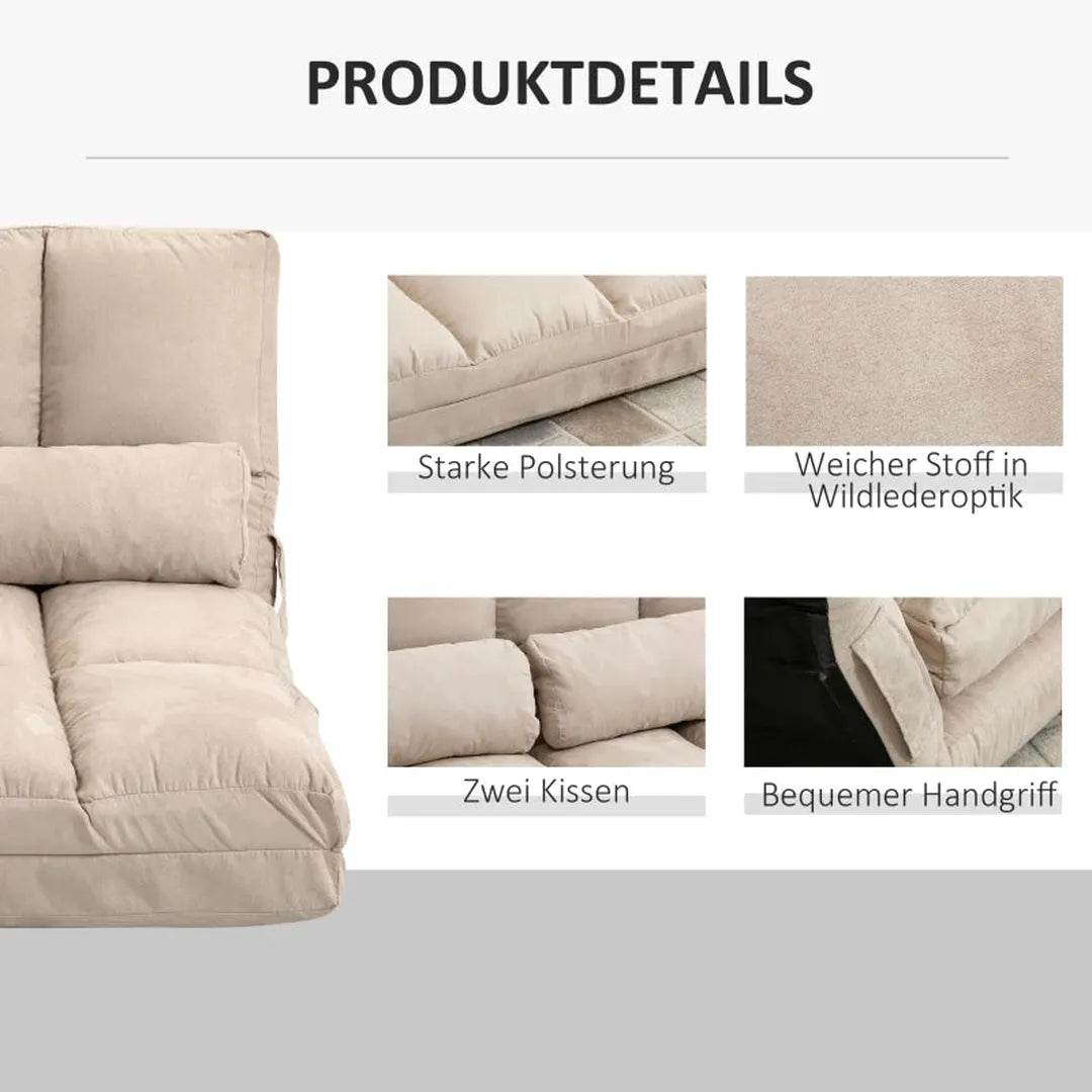 Slaapbank – Opvouwbaar Bodemsofa met Verstelbare Rugleuning – 102 x 73 x 60 cm – Blauw