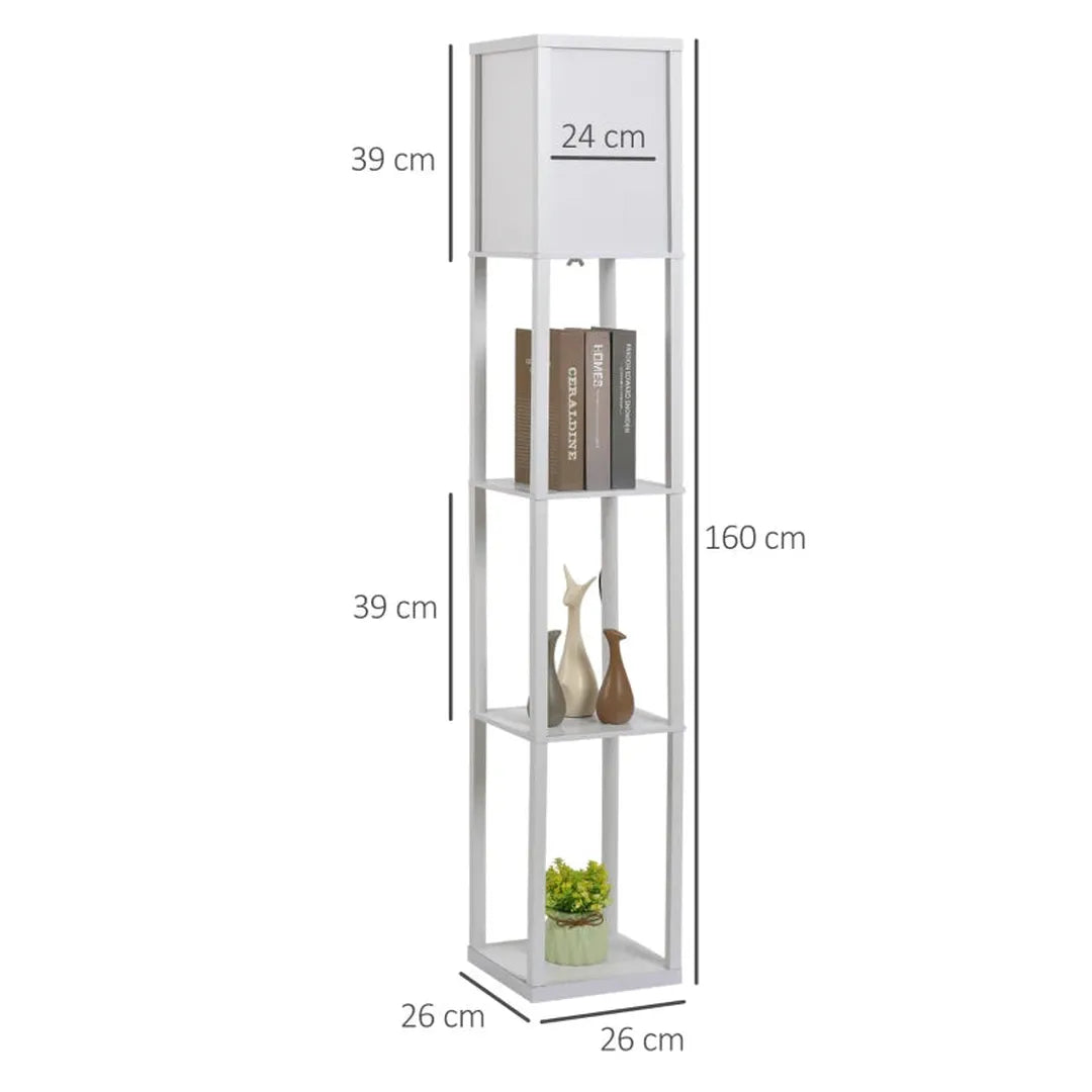 Staande lamp met planken – houten frame – 26 x 26 x 160 cm – zonder lamp