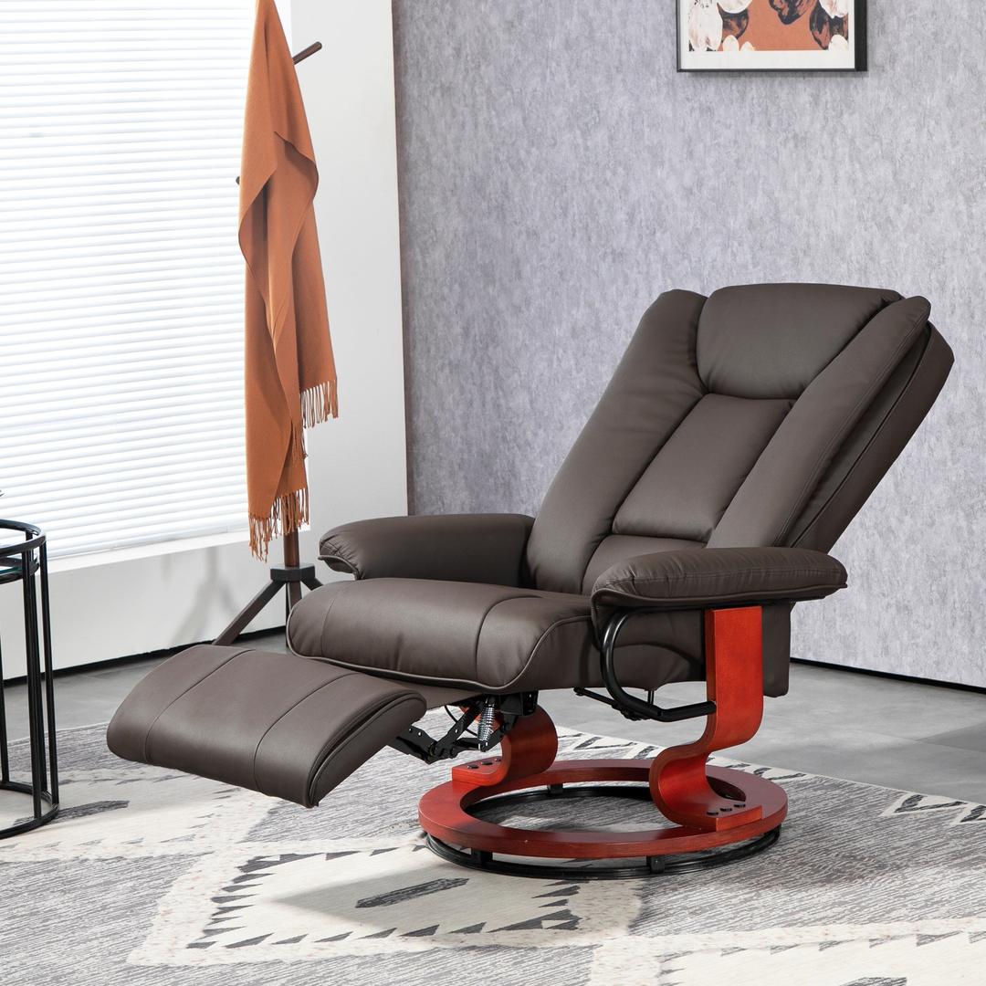 Relaxfauteuil met Ligfunctie – Draaibaar – Kunstleer Zwart – Stalen Frame – Max. 150 kg