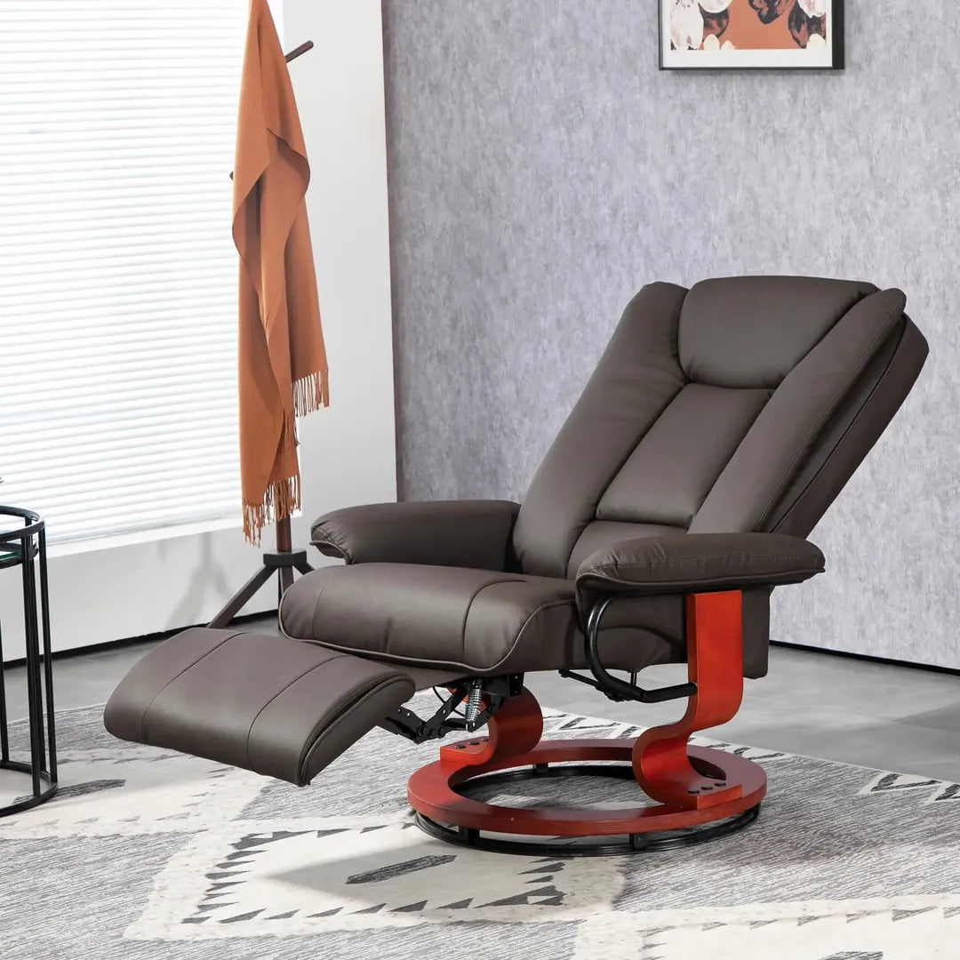 Relaxfauteuil met Ligfunctie – Draaibaar – Kunstleer Zwart – Stalen Frame – Max. 150 kg