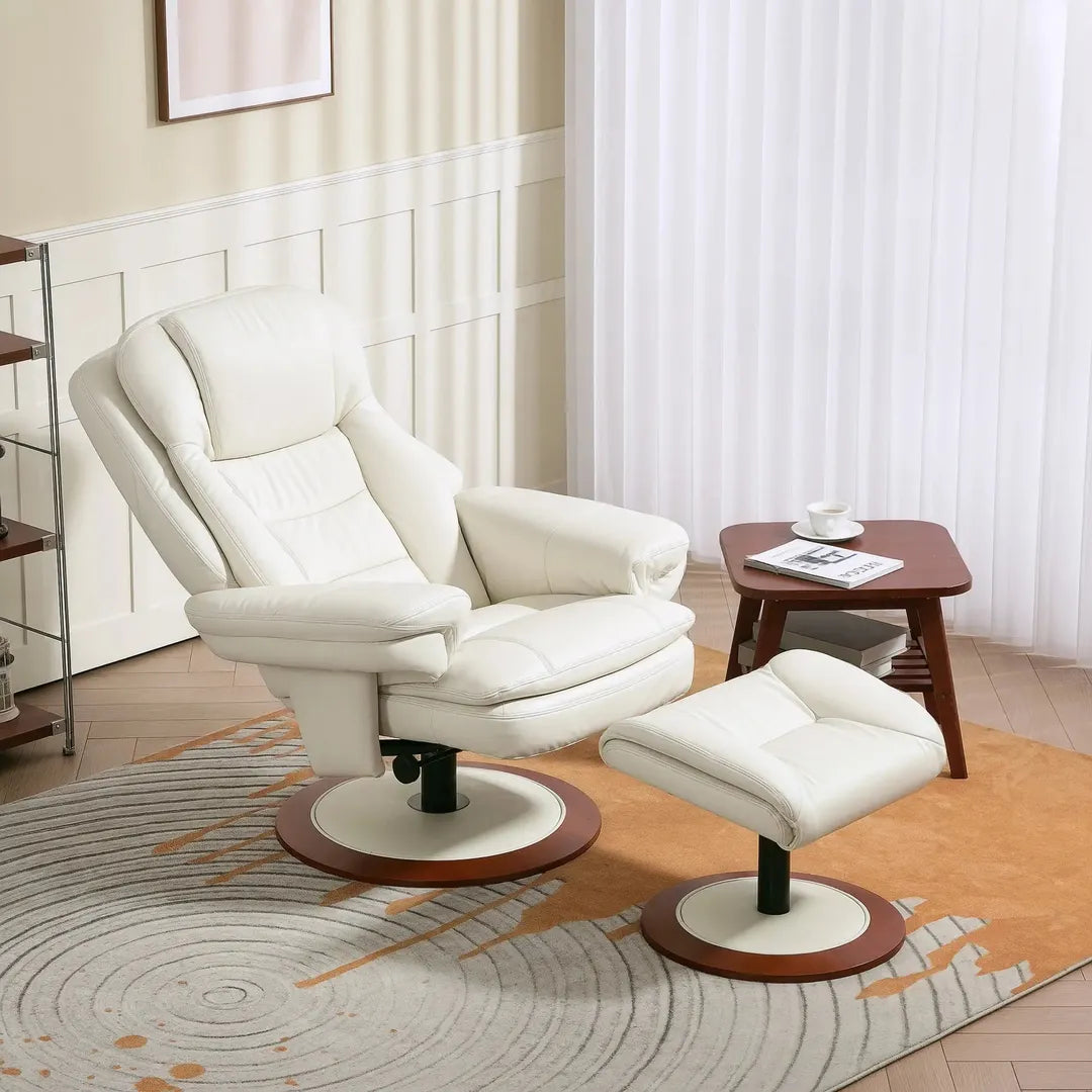 Relaxfauteuil met Ottoman – Draaiend en Verstelbaar Ligbed – Zwart en Bruin Kunstleer