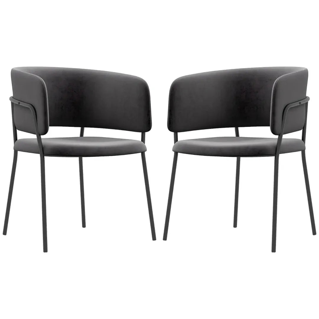 Set van 2 eetkamerstoelen – gestoffeerd met linnen hoes – met rugleuning en armleuningen – 59,5 x 56,5 x 81 cm