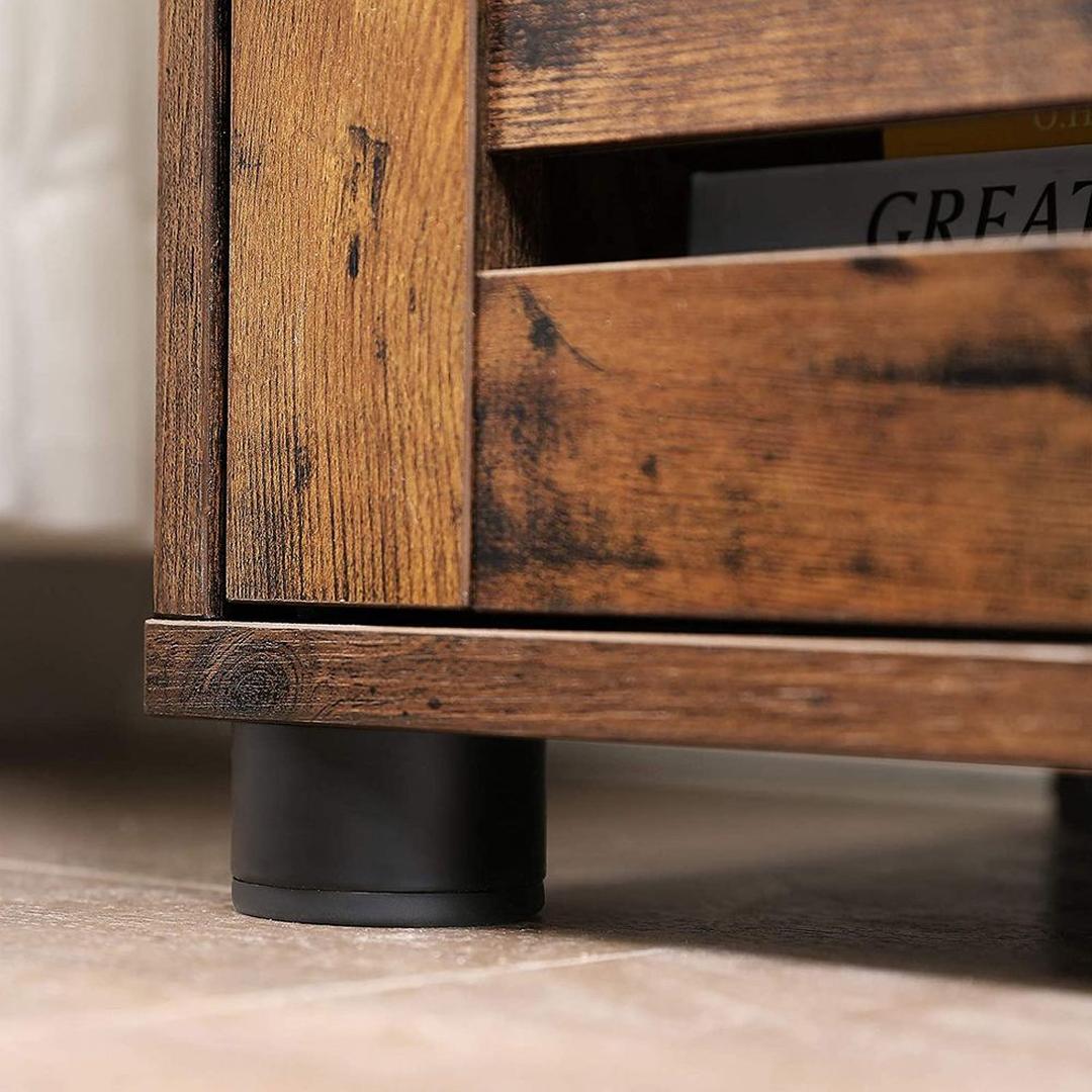 Wastafelonderkast in Vintage Bruin – Badkamerkast met Open Vak en Verstelbare Plank, 60 × 30 × 63 cm