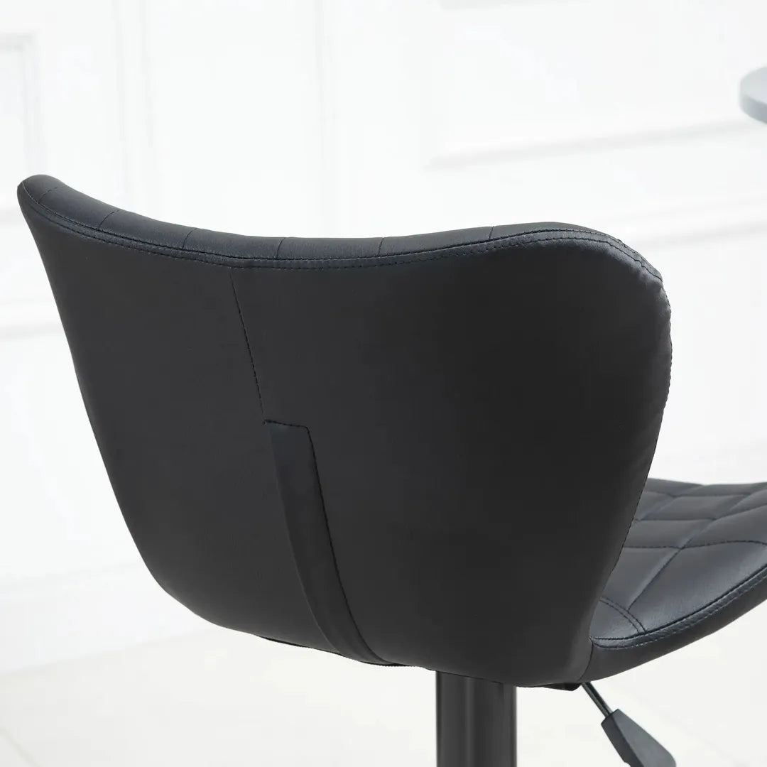 Barkrukken Set van 2 – In Hoogte Verstelbaar en Draaibaar met Voetsteun – Lederlook en Metalen Frame – Grijs – 44 x 49 x 90-110 cm