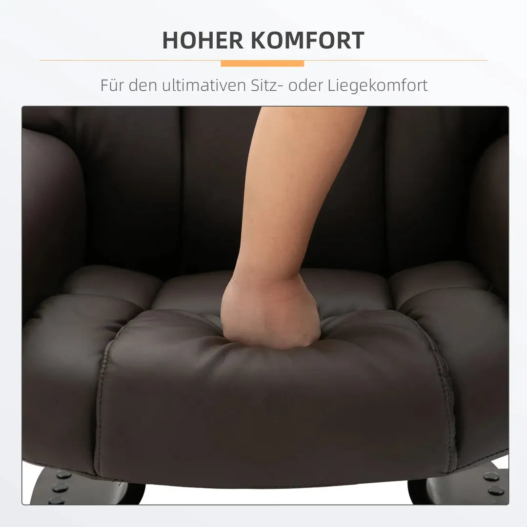 Relaxfauteuil met Massagefunctie en Voetenbank – Kunstleer Zwart – Verstelbaar 79 × 82 × 101 cm