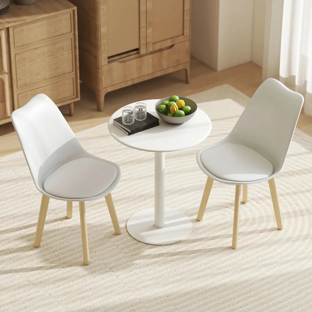 Ronde Eettafel voor 2 Personen – Stalen Frame – Geschikt voor Binnen en Buiten – Wit
