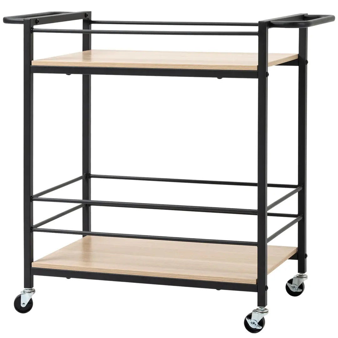 Keukenwagen met 4 legplanken en 4 haken – op wielen – Wit – 40 × 19 × 90 cm
