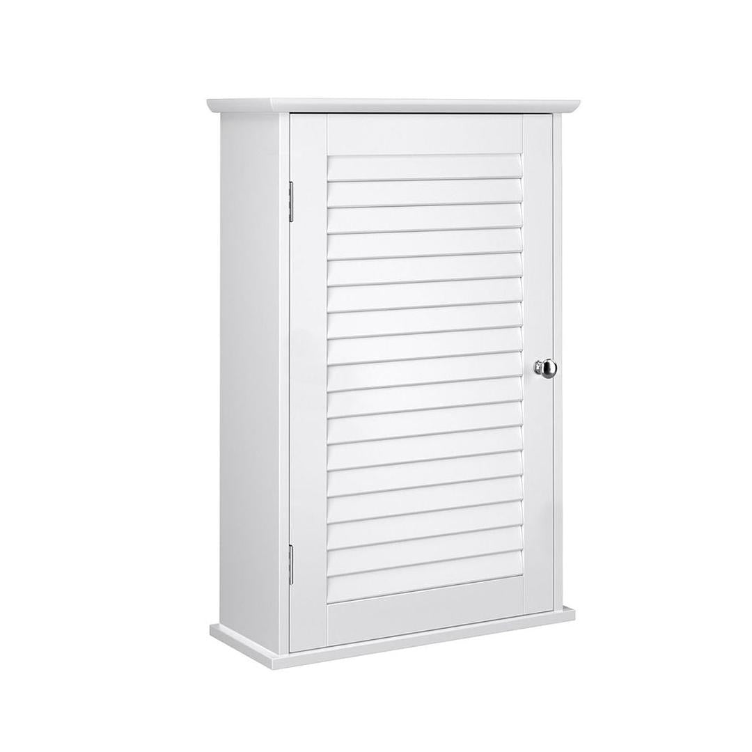 Witte Wandkast – Opbergkast met Deur en 5-Voudig Verstelbare Planken, 40 × 16 × 60 cm