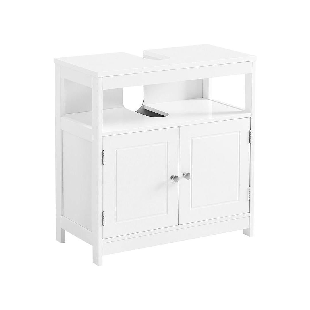 Wastafelonderkast in Mat Wit – Badkamermeubel met Open Vak en Opbergruimte, 60 × 30 × 60 cm