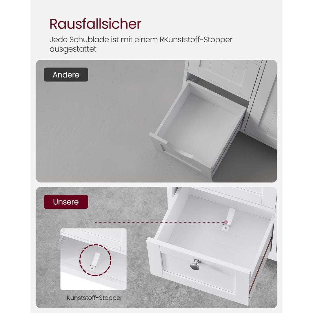 Badkamermeubel met 3 Lades – Opbergkast met Open Vak en Verstelbare Legplank, 30 × 60 × 80 cm