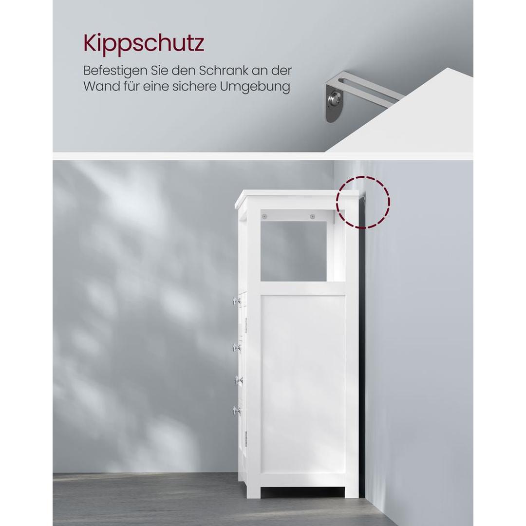 Badkamermeubel met 3 Lades – Opbergkast met Open Vak en Verstelbare Legplank, 30 × 60 × 80 cm