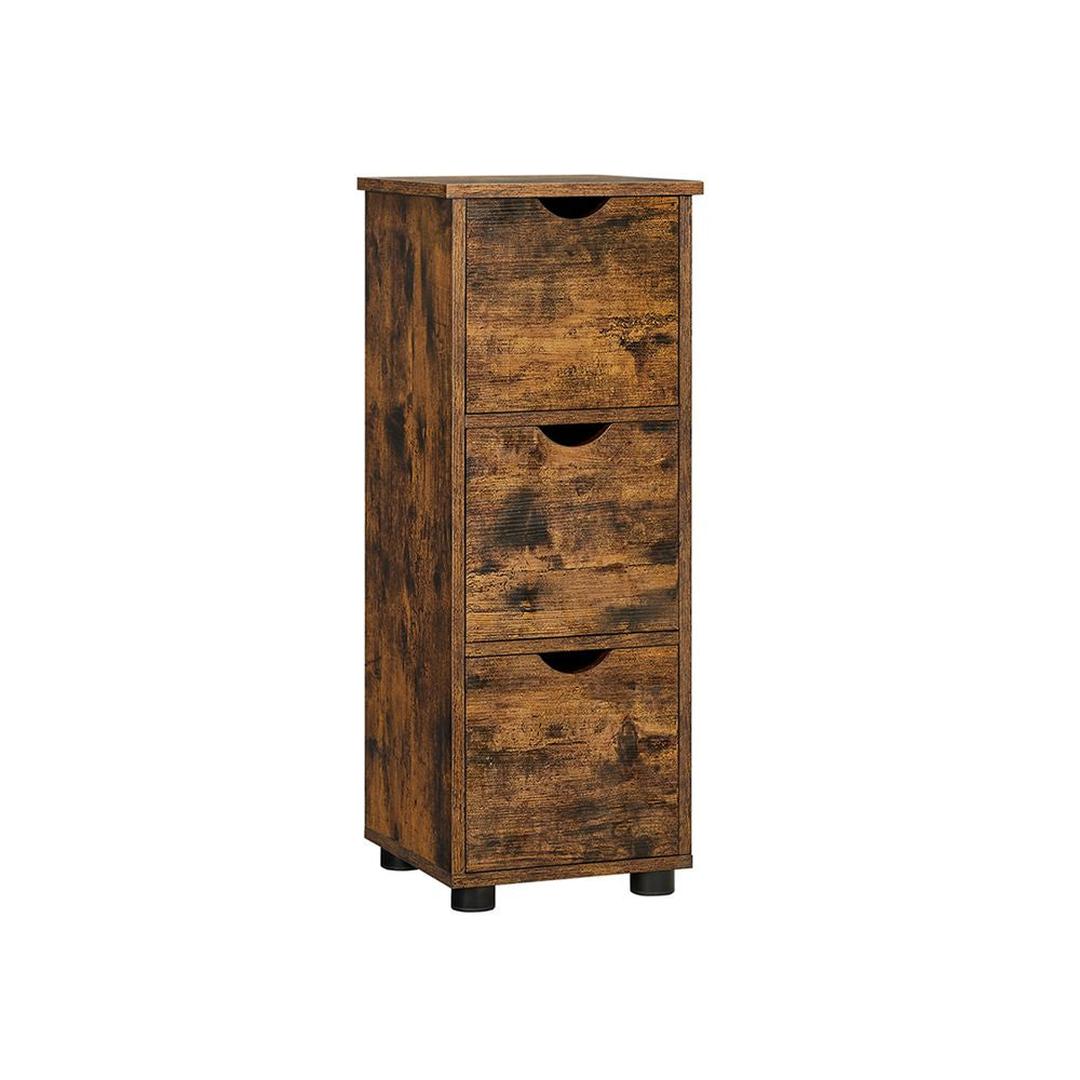 Badkamerkastje met 3 Lades – Compacte Opbergkast in Vintage Bruin, 30 × 30 × 80 cm