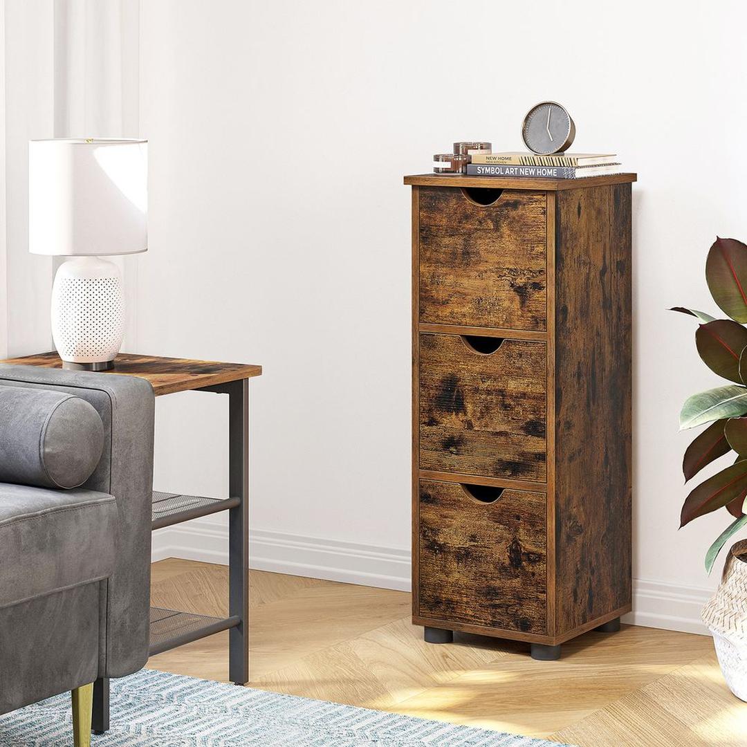 Badkamerkastje met 3 Lades – Compacte Opbergkast in Vintage Bruin, 30 × 30 × 80 cm