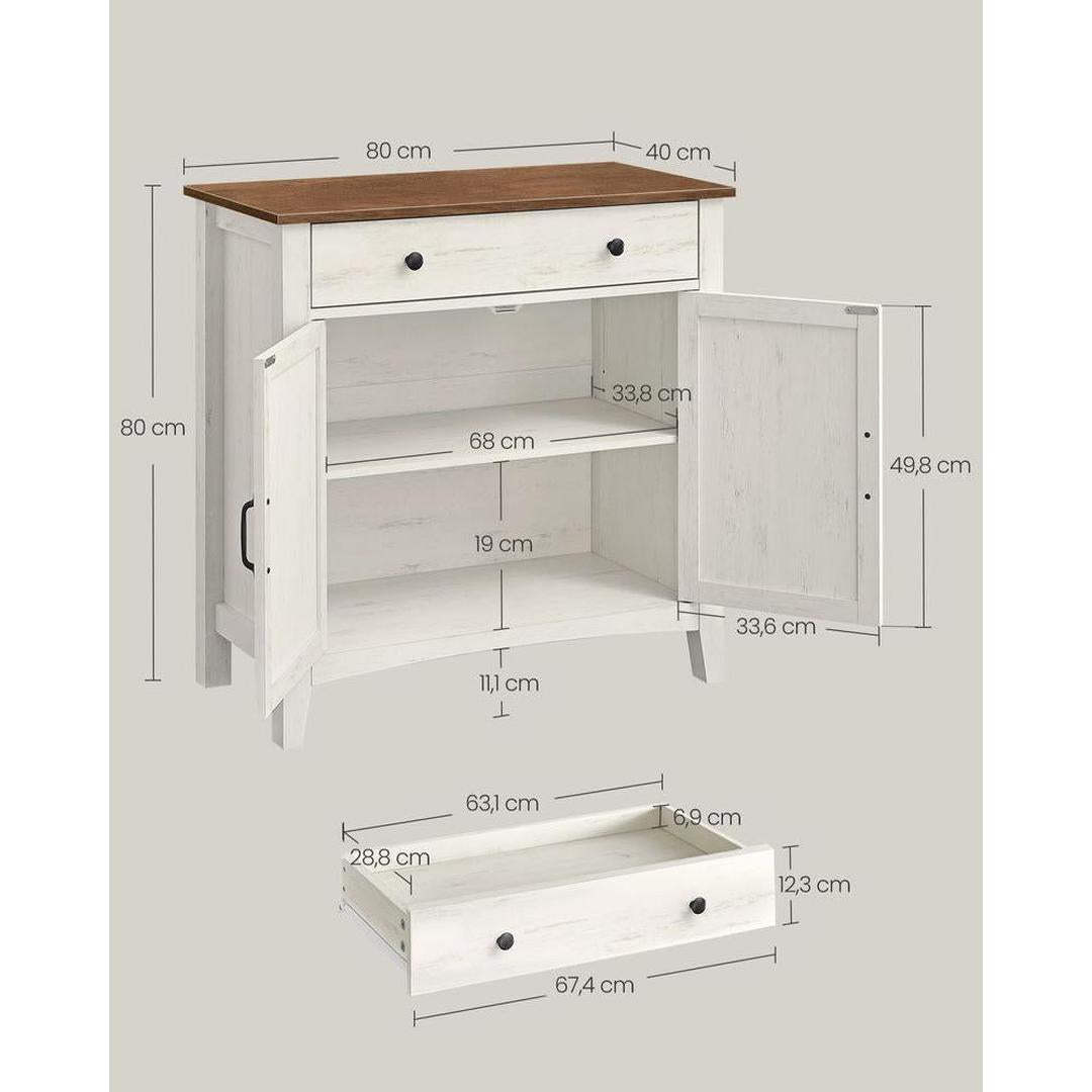 Dressoir met schuifdeuren en lade – landhuisstijl – keukenkast met verstelbare planken
