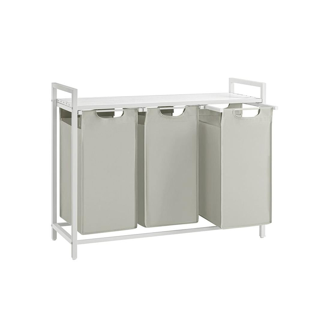 Wasmand met 3 Vakverdelers – Gescheiden Wasmand voor Badkamer of Wasruimte
