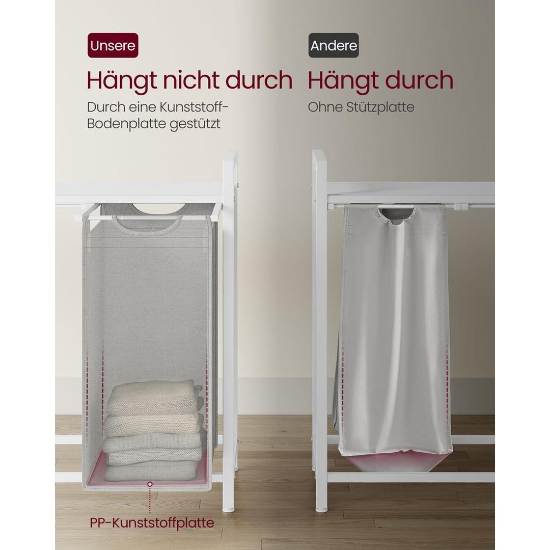 Wasmand met 3 Vakverdelers – Gescheiden Wasmand voor Badkamer of Wasruimte