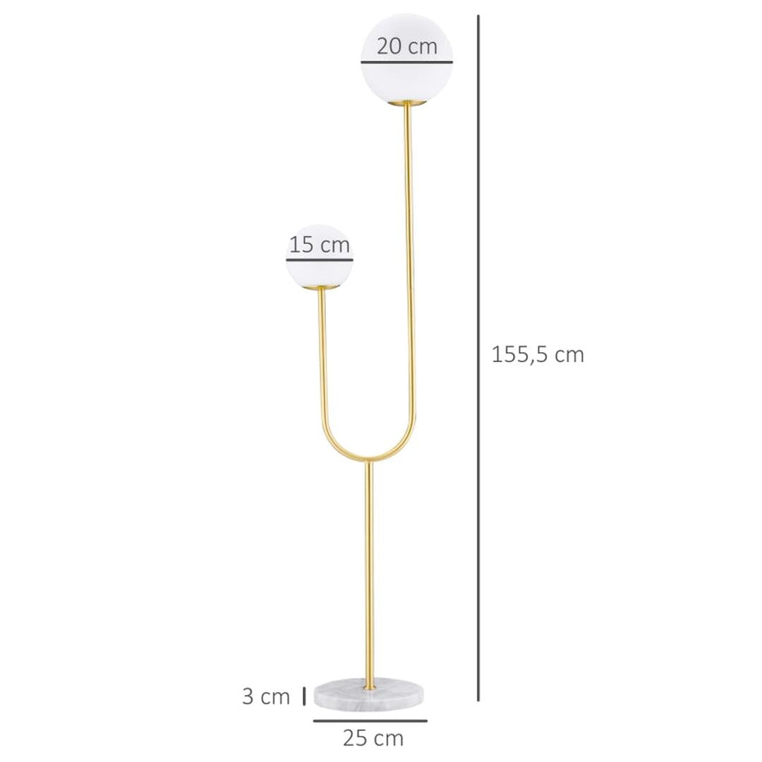 Staande lamp met 3 glazen kapjes – E27 fitting – voetschakelaar – zwart