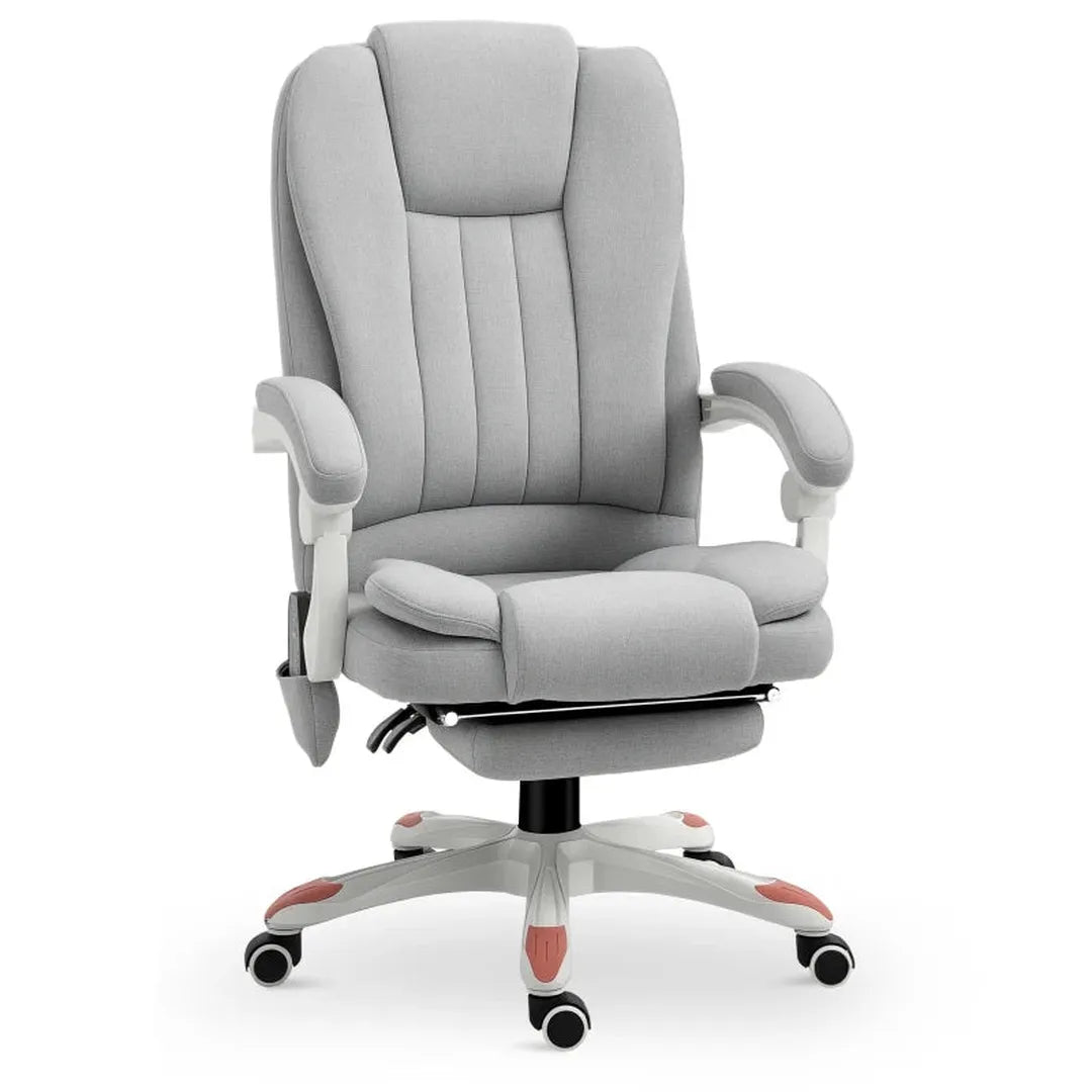 Bureaustoel met massagefunctie – gaming- en kantoorstoel – polyester en schuim – nylon onderstel – zwart